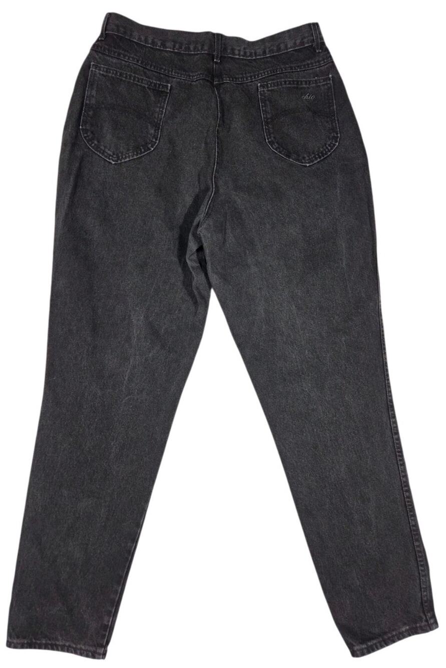 Vintage Chic Mom Jeans Black Denim High Rise Tapered USA 80s 90s Womens 20 Tall